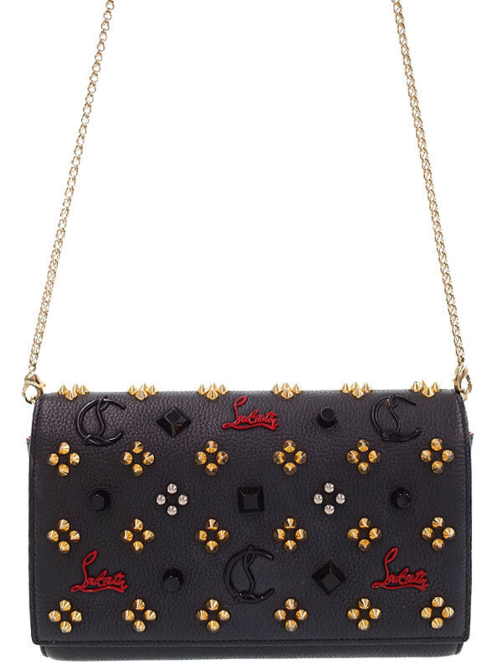Christian Louboutin Paloma Clutch black leather metal spikes